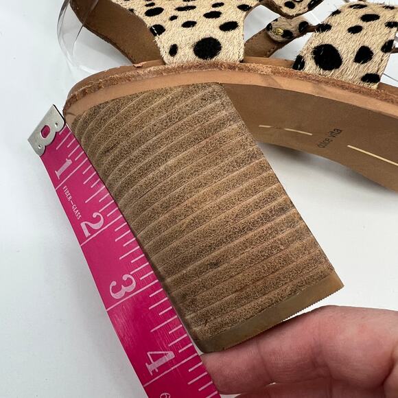 Dolce Vita Lyndon Sandal Size 9 Lace Up Heel Leopard Calf Hair Leather Gladiator - Picture 10 of 11